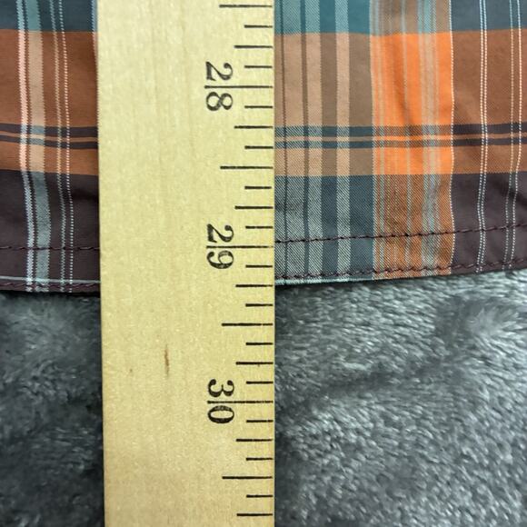Prana Shirt Mens Large Brown Plaid Short Sleeve Button Up Organic Cotton Outdoor - Picture 8 of 10